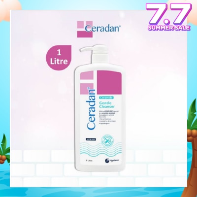 CERADAN Gentle Cleanser (Gentle, Non-foaming gel, Soap-free + 3:1:1 Ceramide-dominant + For Eczema-prone, Dry & Sensitive Skin) 1L