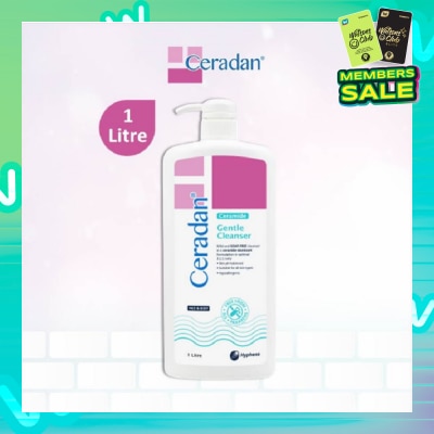 CERADAN Gentle Cleanser (Gentle, Non-foaming gel, Soap-free + 3:1:1 Ceramide-dominant + For Eczema-prone, Dry & Sensitive Skin) 1L
