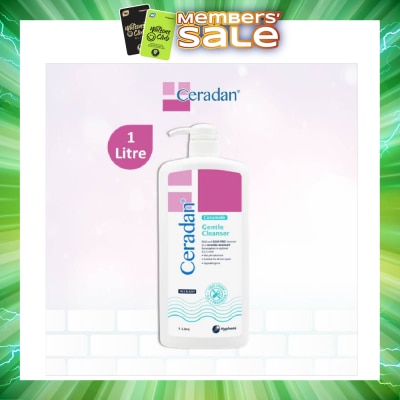 CERADAN - Gentle Cleanser (Gentle, Non-foaming gel, Soap-free + 3:1:1 Ceramide-dominant + For Eczema-prone, Dry & Sensitive Skin) 1L