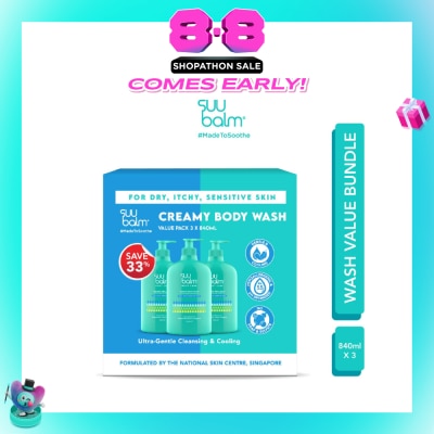 SUU BALM - Creamy Body Wash (Cooling & Gentle) Packset 840ml x 3s