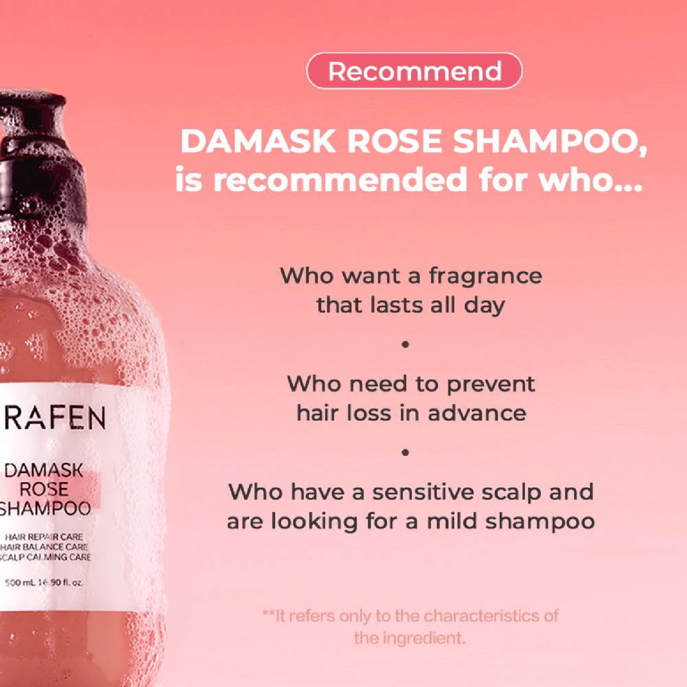 Damask Rose Shampoo (For Hair Loss Alleviation) 500ml