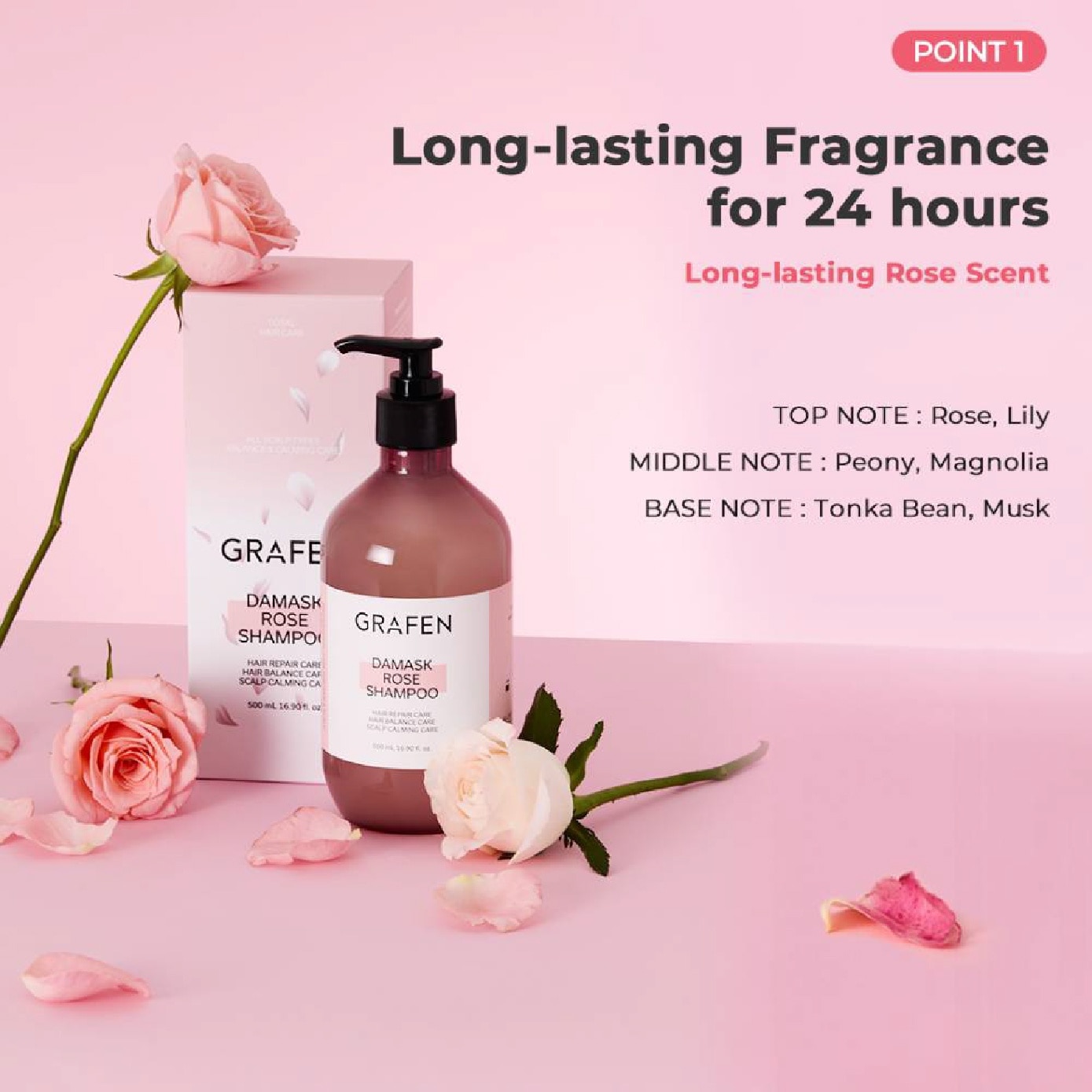 Damask Rose Shampoo (For Hair Loss Alleviation) 500ml