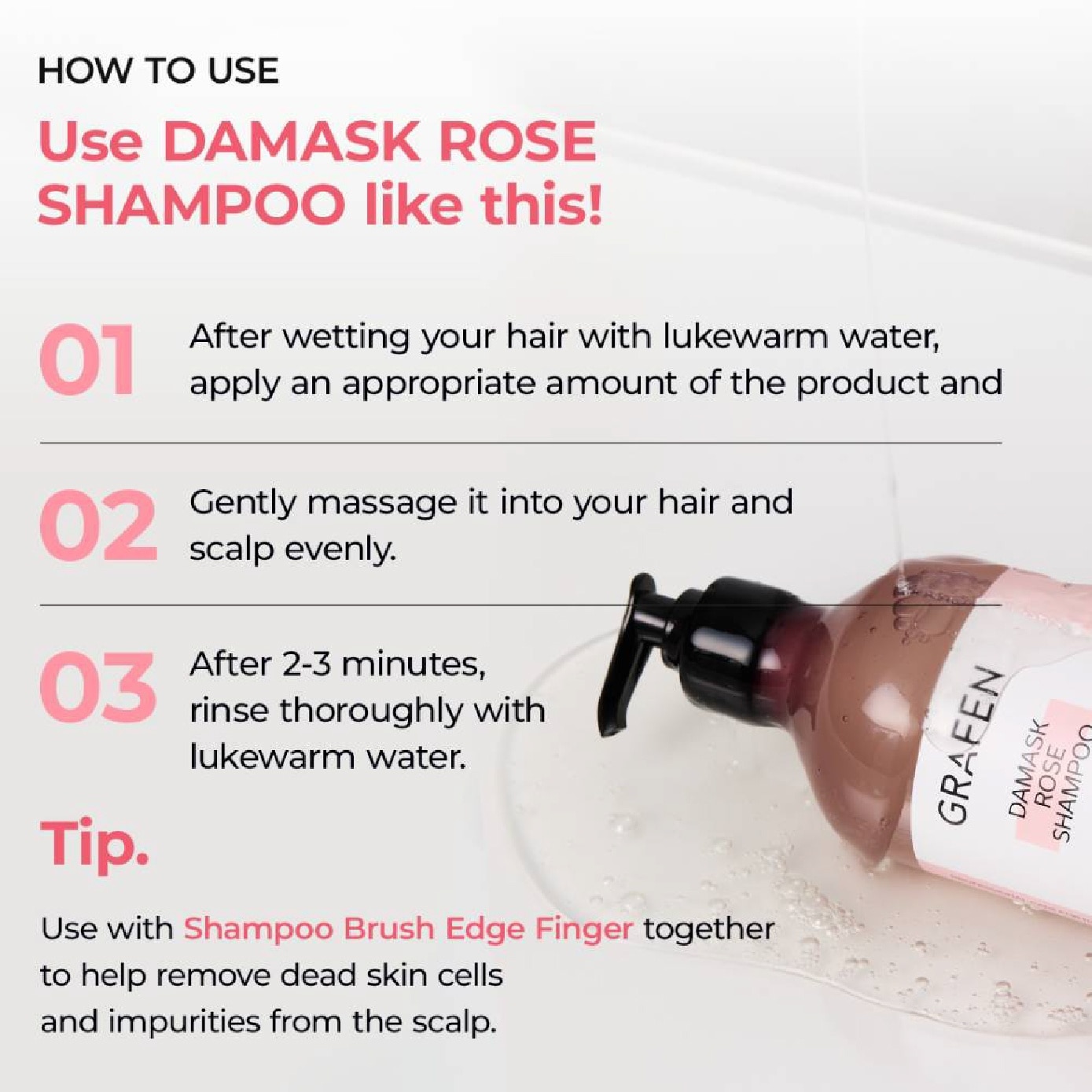 Damask Rose Shampoo (For Hair Loss Alleviation) 500ml
