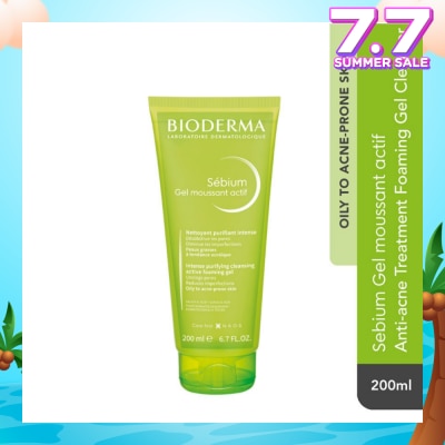 BIODERMA Sebium Gel Moussant Actif Anti-Acne Treatment Foaming Gel Cleanser (Helps To Reduce Acne & Blackheads For Oily, Acne-Prone Skin) 200ml