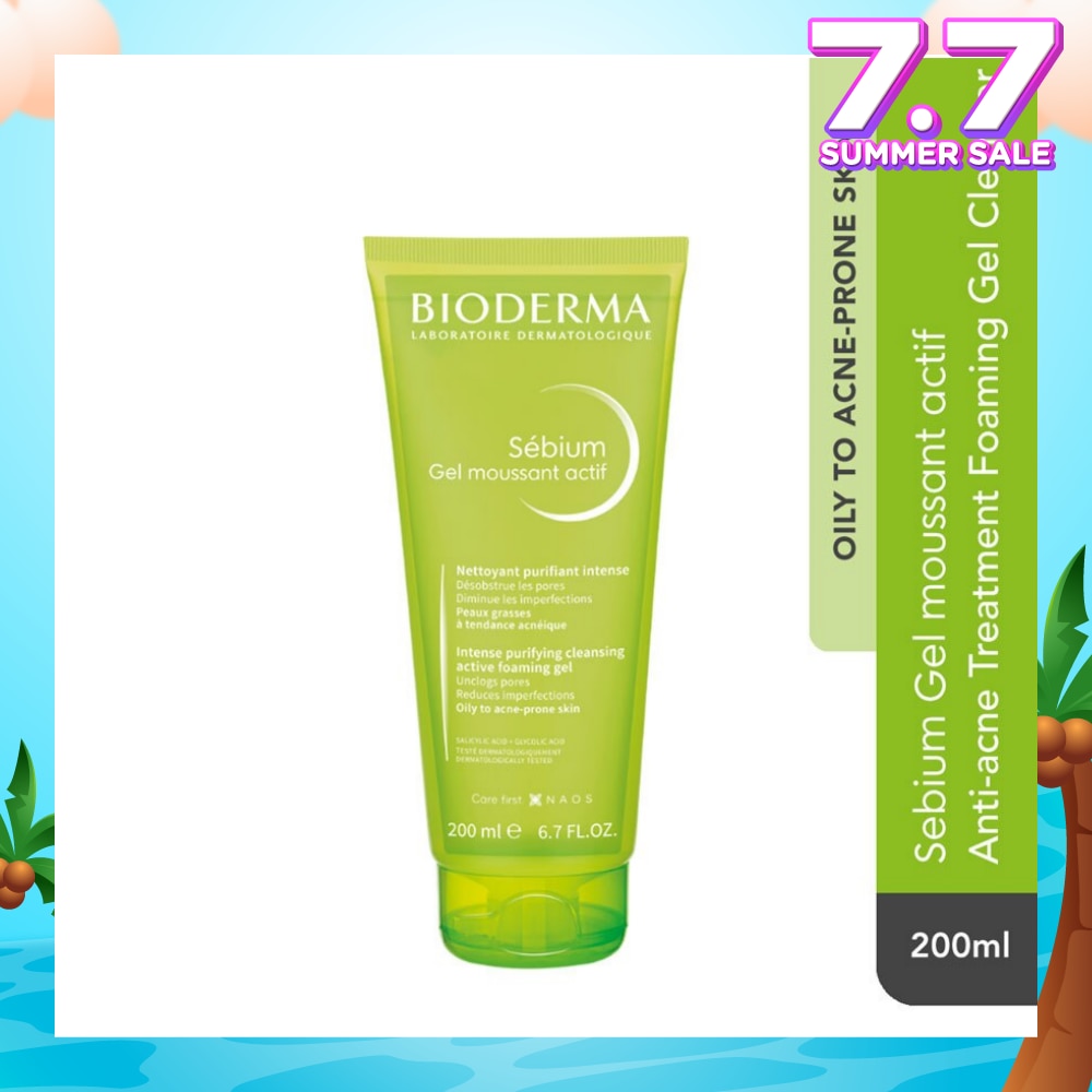 Sebium Gel Moussant Actif Anti-Acne Treatment Foaming Gel Cleanser (Helps To Reduce Acne & Blackheads For Oily, Acne-Prone Skin) 200ml