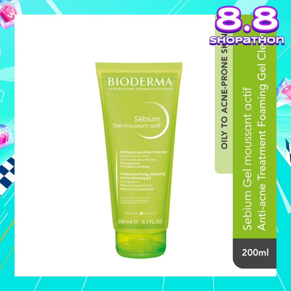 Sebium Gel Moussant Actif Anti-Acne Treatment Foaming Gel Cleanser (Helps To Reduce Acne & Blackheads For Oily, Acne-Prone Skin) 200ml