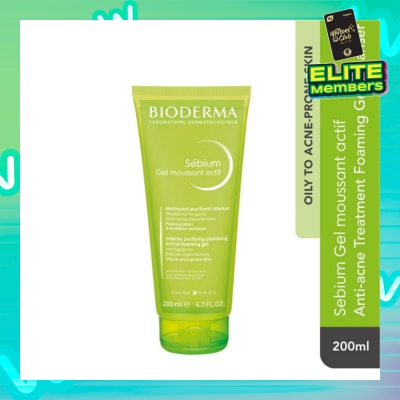 BIODERMA Sebium Gel Moussant Actif Anti-Acne Treatment Foaming Gel Cleanser (Helps To Reduce Acne & Blackheads For Oily, Acne-Prone Skin) 200ml