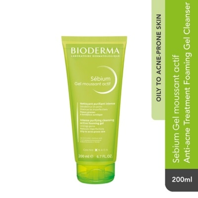 BIODERMA Sebium Gel Moussant Actif Anti-Acne Treatment Foaming Gel Cleanser (Helps To Reduce Acne & Blackheads For Oily, Acne-Prone Skin) 200ml