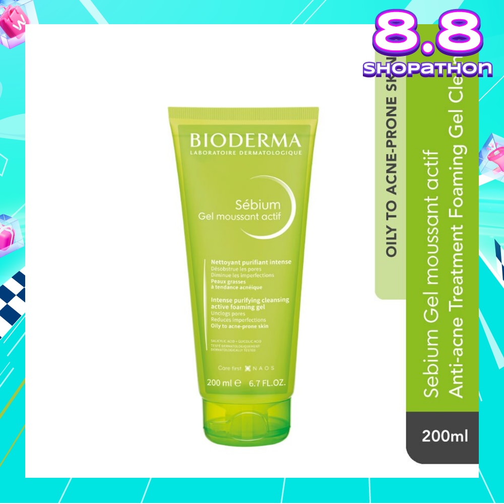 Sebium Gel Moussant Actif Anti-Acne Treatment Foaming Gel Cleanser (Helps To Reduce Acne & Blackheads For Oily, Acne-Prone Skin) 200ml