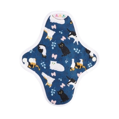 HANNAHPAD Organic Cotton Cloth Pad Pantyliner Set of 2 Classy Cat Blue (with Wings + Washable & Reusable) 2s