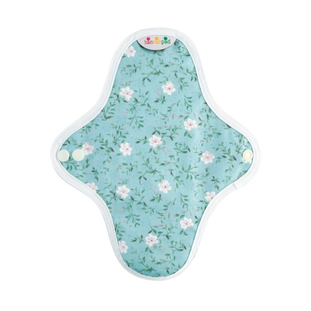 Organic Cotton Cloth Pad Pantyliner Set of 2 Edelweiss Blue (with Wings + Washable & Reusable) 2s