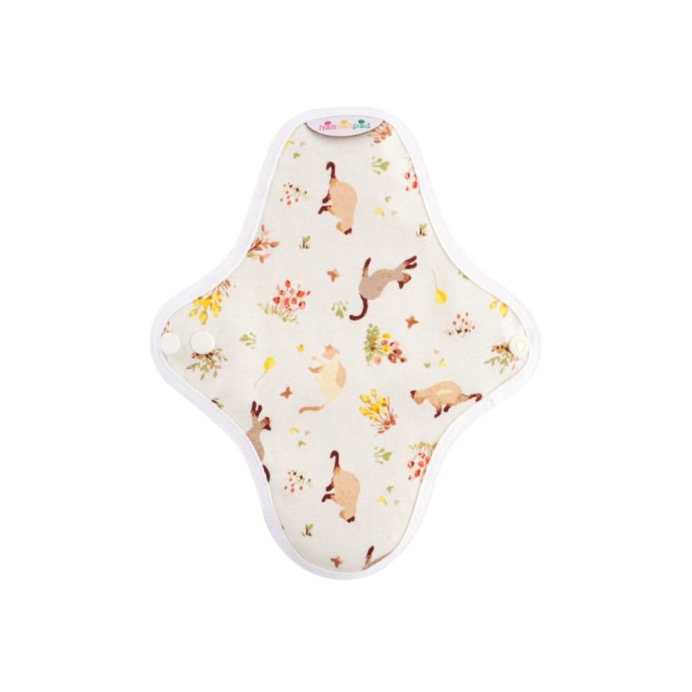 Organic Cotton Cloth Pad Pantyliner Set of 2 Kitten Yellow (with Wings + Washable & Reusable) 2s