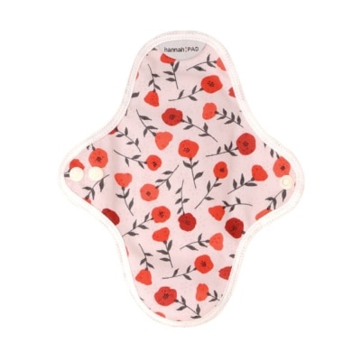 HANNAHPAD Organic Cotton Cloth Pad Pantyliner Set of 2 Poppy Pink (with Wings + Washable & Reusable) 2s