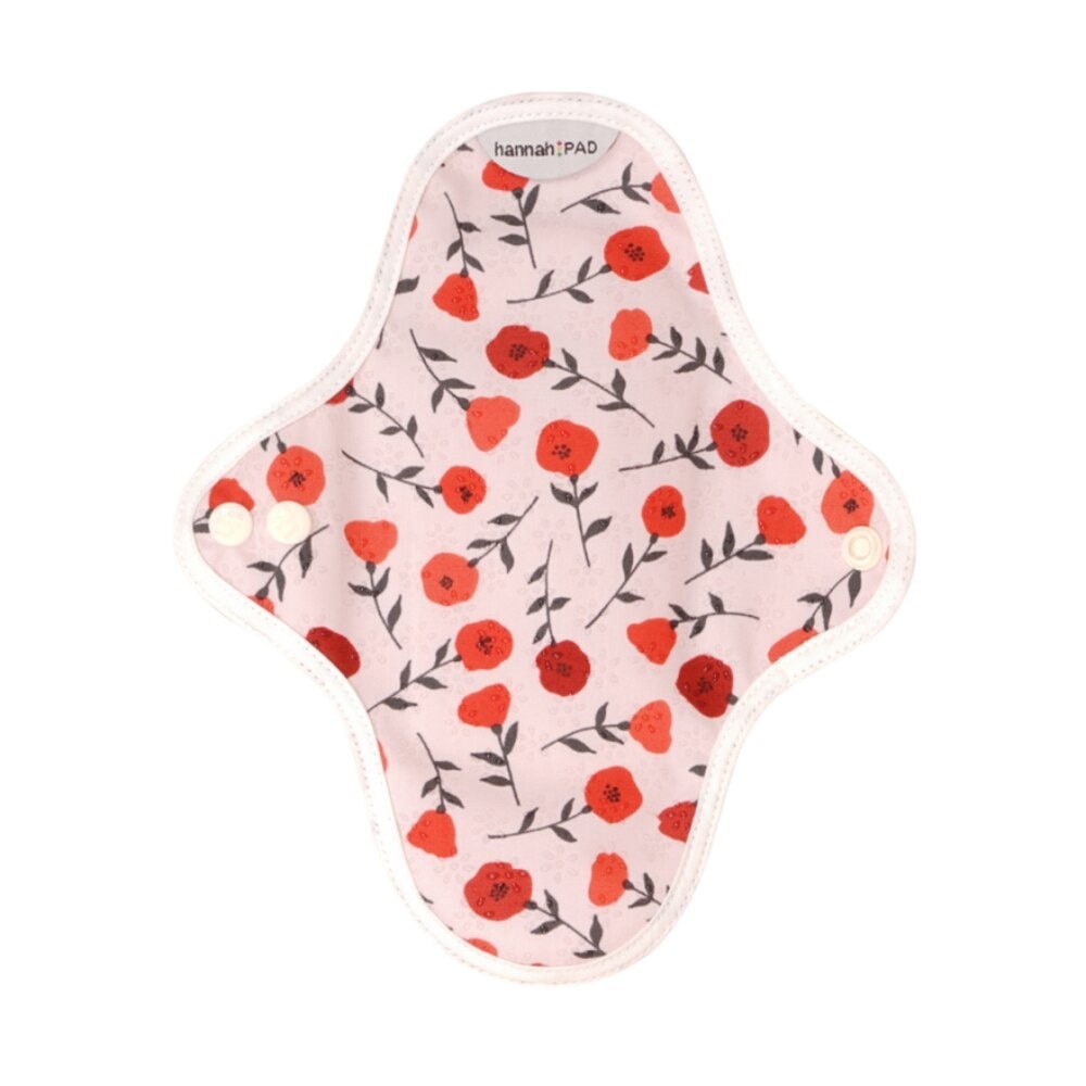 Organic Cotton Cloth Pad Pantyliner Set of 2 Poppy Pink (with Wings + Washable & Reusable) 2s