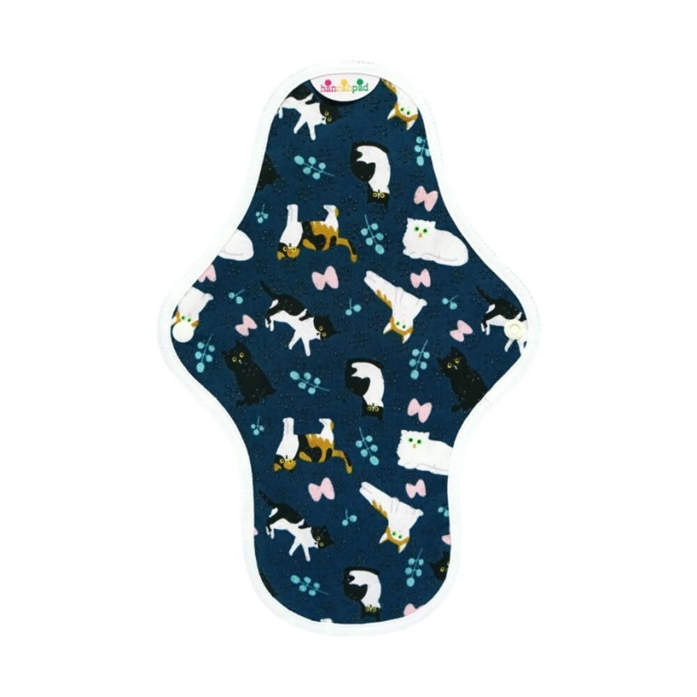 Organic Cotton Cloth Pad Medium Classy Cat Blue (with Wings + Washable & Reusable) 1s