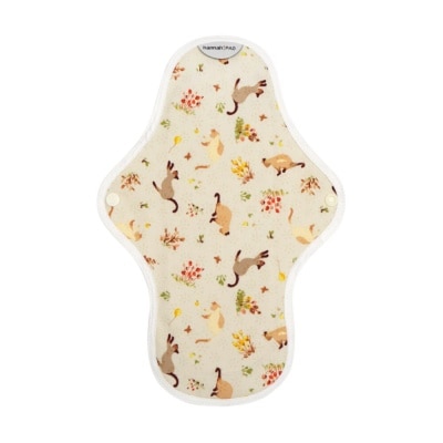 HANNAHPAD Organic Cotton Cloth Pad Medium Kitten Yellow (with Wings + Washable & Reusable) 1s