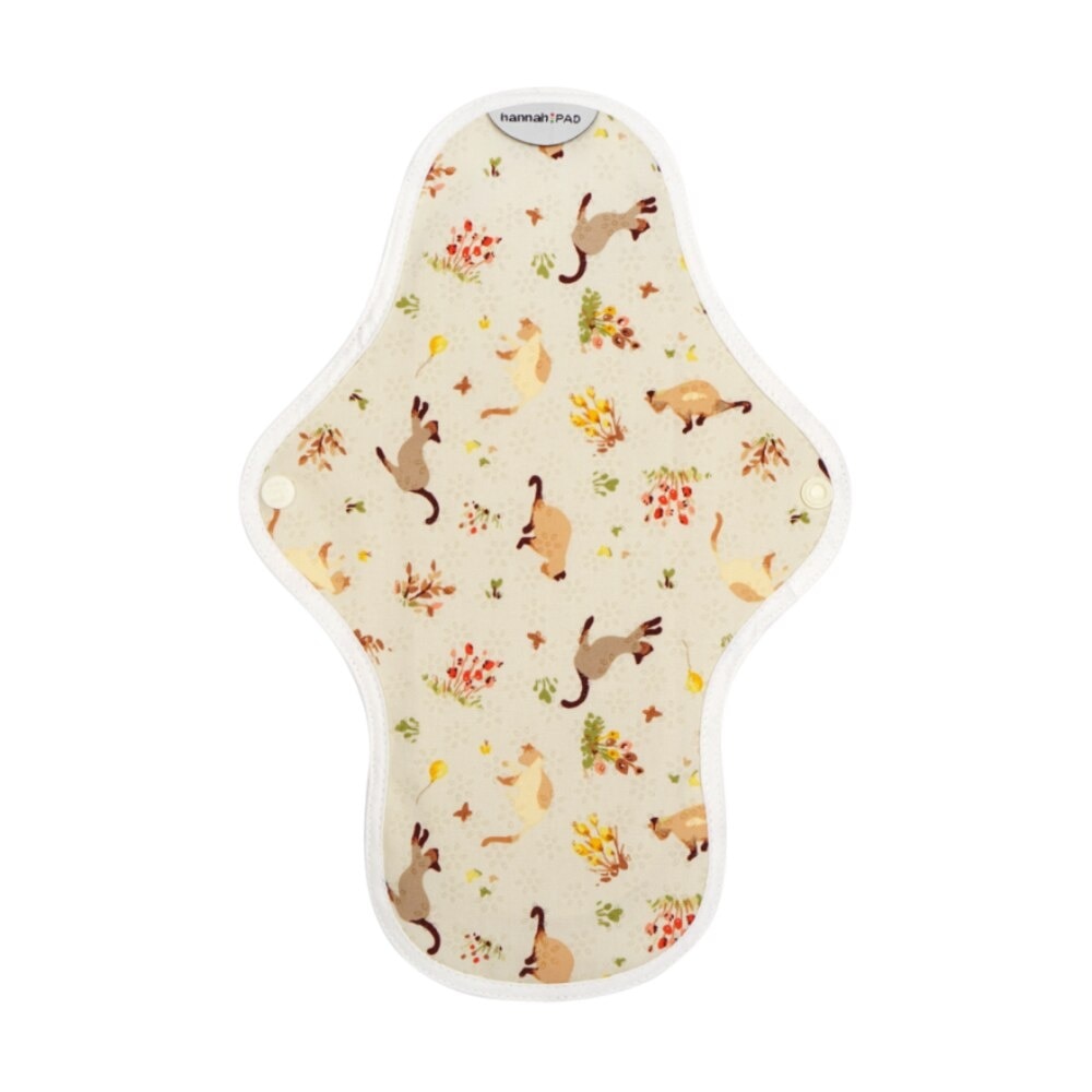 Organic Cotton Cloth Pad Medium Kitten Yellow (with Wings + Washable & Reusable) 1s