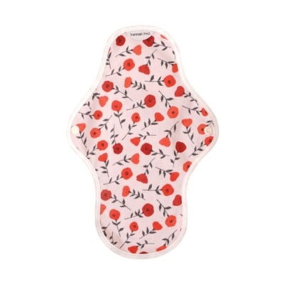 HANNAHPAD Organic Cotton Cloth Pad Medium Poppy Pink (with Wings + Washable & Reusable) 1s