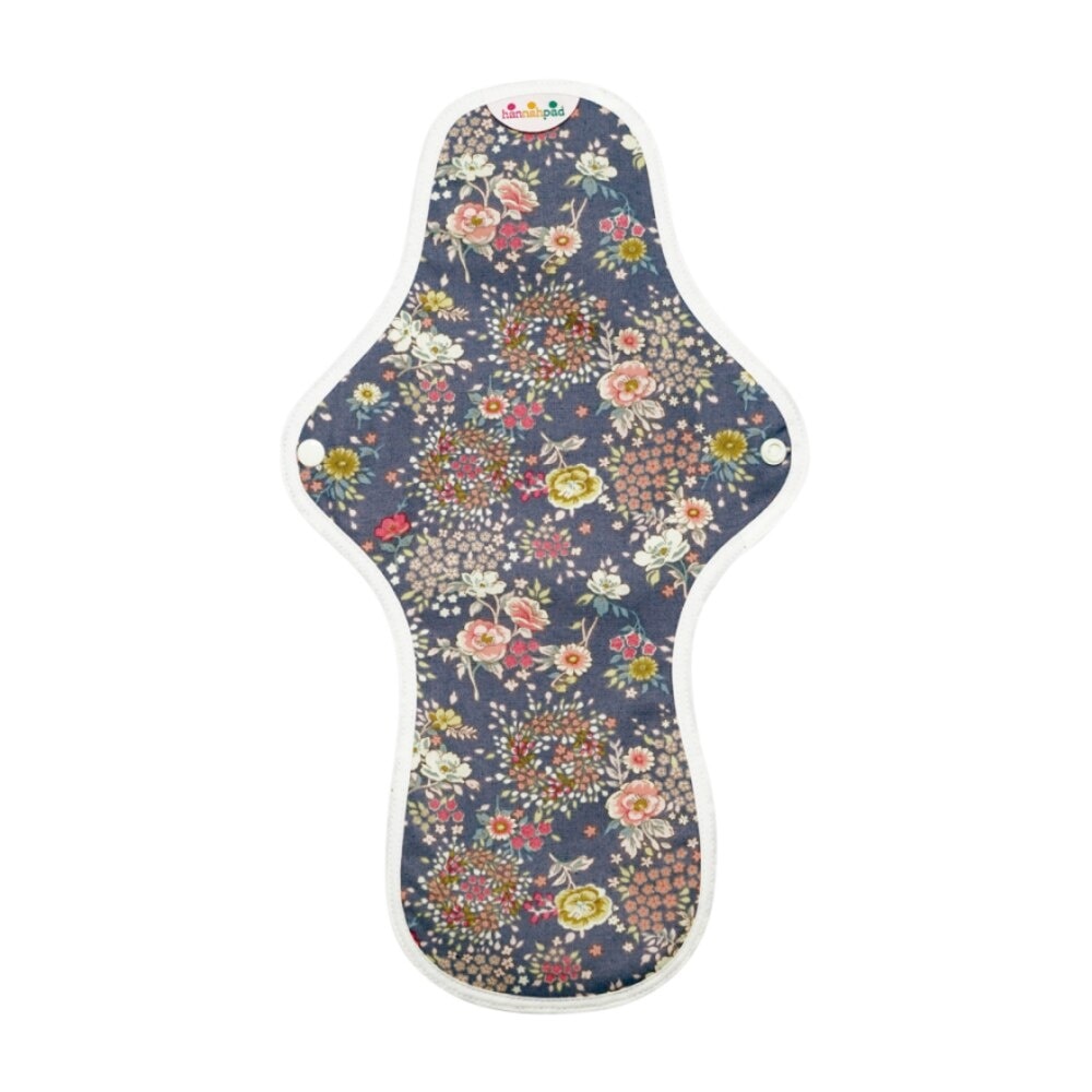 Organic Cotton Cloth Pad Overnight Large Antique Indigo (with Wings + Washable & Reusable) 1s