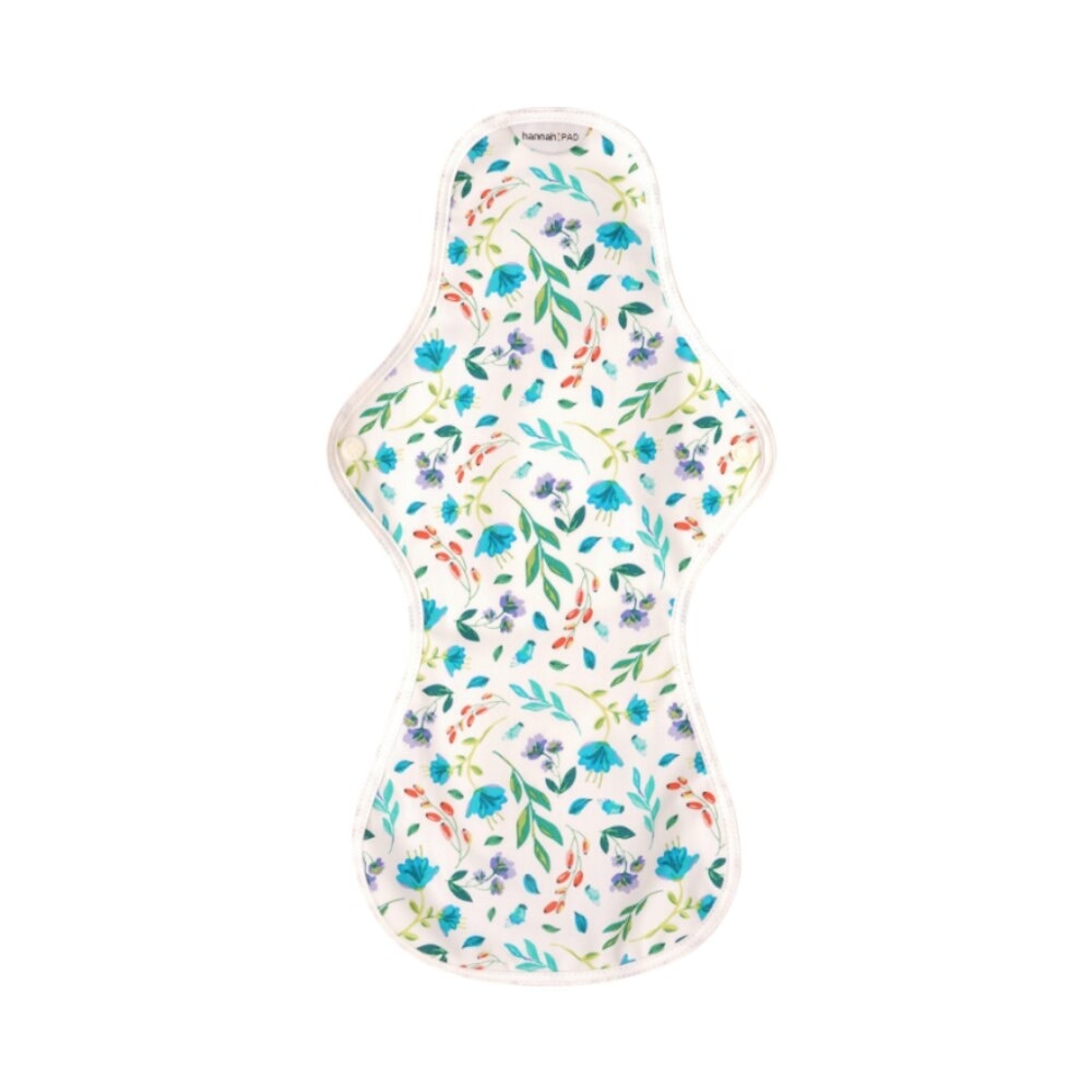 Organic Cotton Cloth Pad Ultra Overnight Garden White (with Wings + Washable & Reusable) 1s