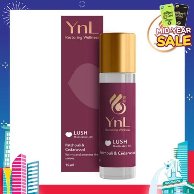 YnL Lush Medicated Oil Roll On Patchouli & Cedarwood (Warms And Awakens The Senses. Relieves Stress And Fatigue, Itchiness From Insect Bites) 10ml