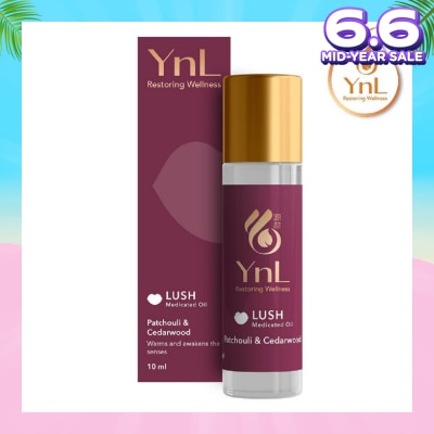 YnL Lush Medicated Oil Roll On Patchouli & Cedarwood (Warms And Awakens The Senses. Relieves Stress And Fatigue, Itchiness From Insect Bites) 10ml