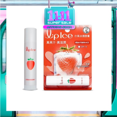 MENTHOLATUM LIP LIPICE Fruity Strawberry (UV Protection, fruity scent, Moisturizes and protects, icy mint extract) 3.5g image