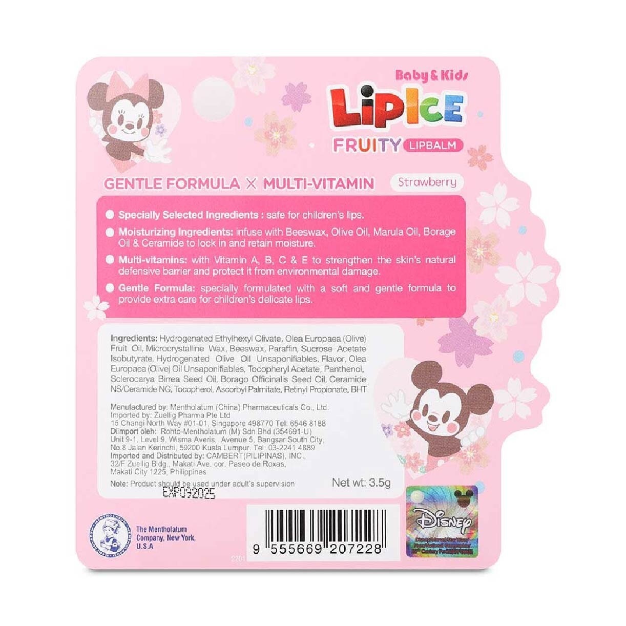 LIPICE Baby & Kids Strawberry (UV Protection, Gentle Formulation, extra care for children's delicate lips)3.5g