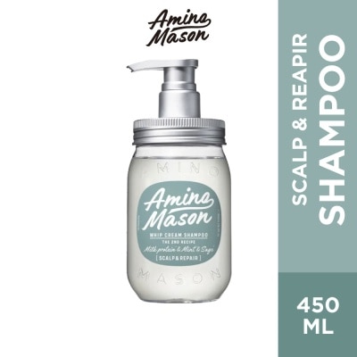 AMINO MASON Scalp & Repair Milk Cream Shampoo (Plant Based + Gently Washes Impurities While Hydrating Hair) 450ml
