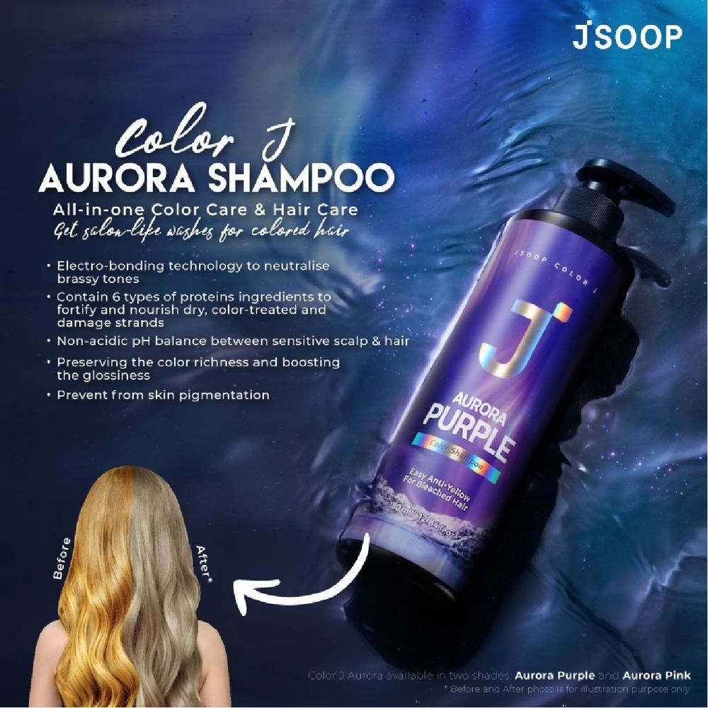 Color J Aurora Purple Shampoo (Enhance Hair Colour +  For Yellowish Coloured Hair) 380ml