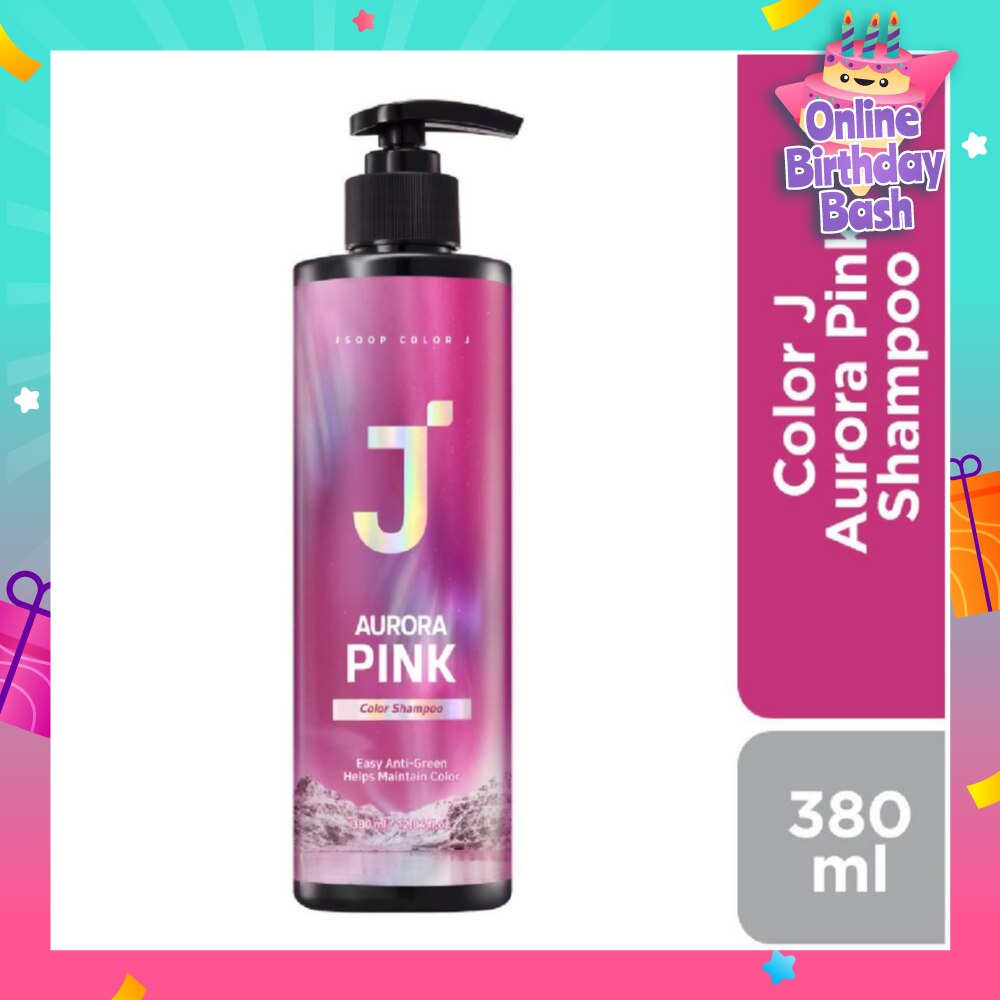 Color J Aurora Pink Shampoo (Enhance Hair Colour +  For Greenish Coloured Hair) 380ml