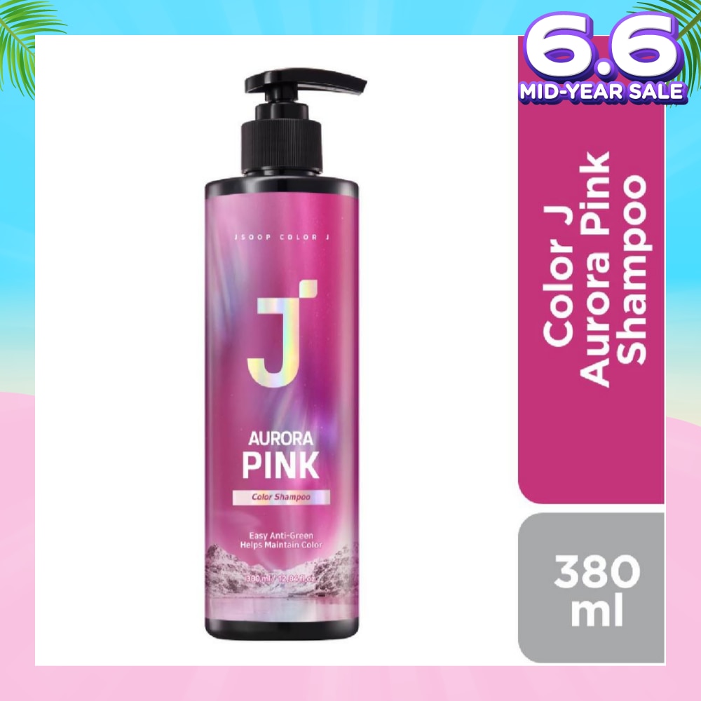 Color J Aurora Pink Shampoo (Enhance Hair Colour +  For Greenish Coloured Hair) 380ml