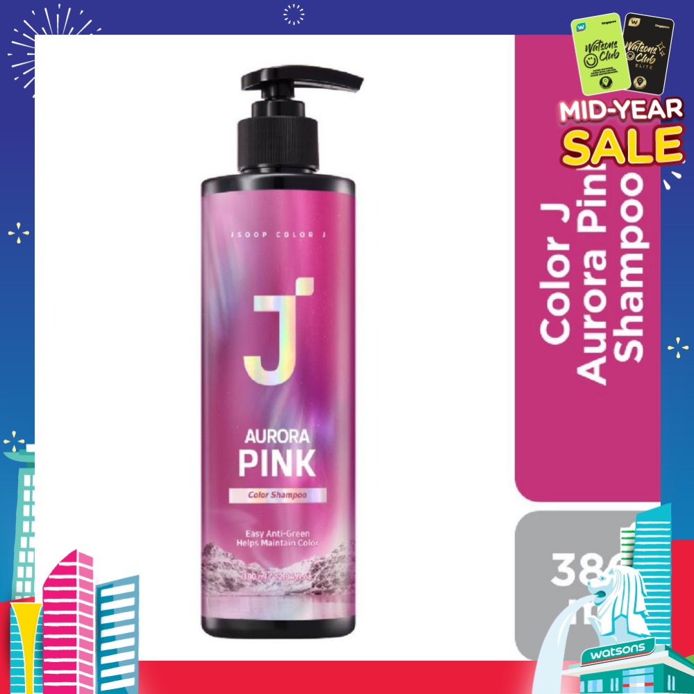 Color J Aurora Pink Shampoo (Enhance Hair Colour +  For Greenish Coloured Hair) 380ml