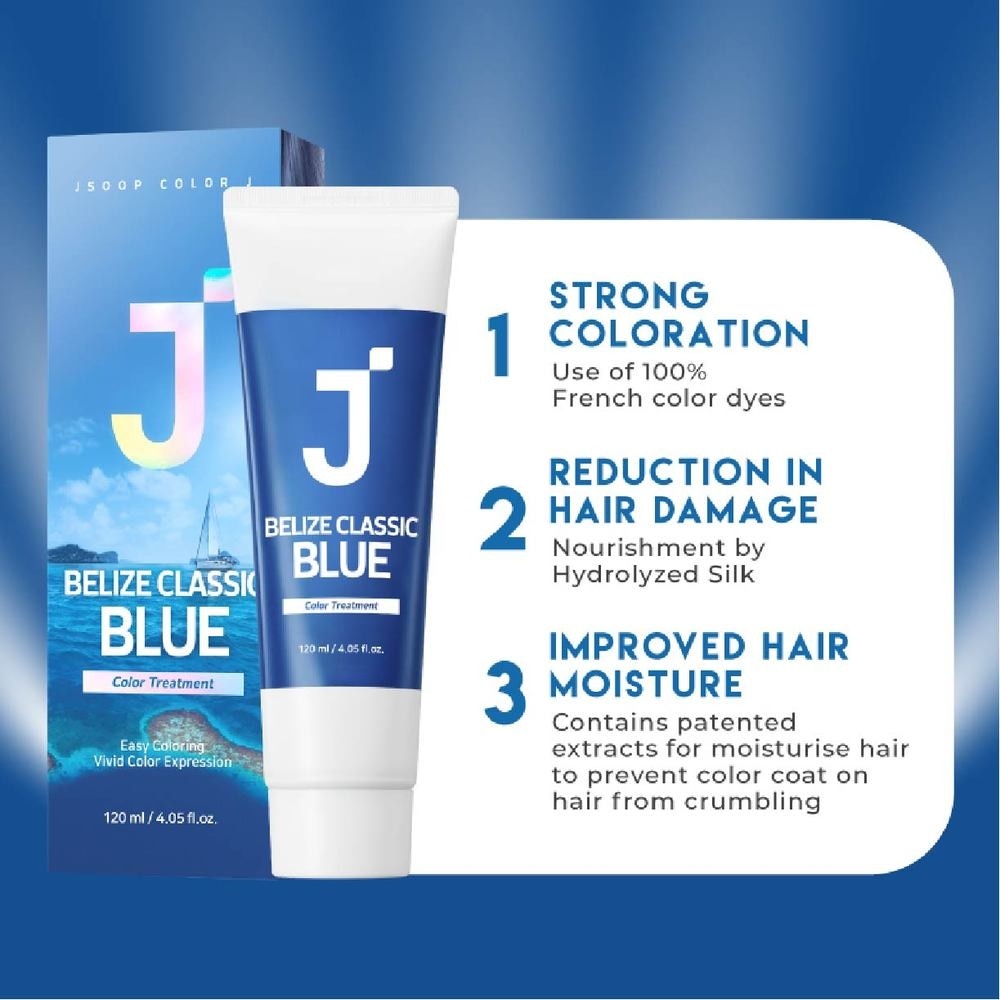 Color J Treatment Belize Classic Blue (Coats Hair Surface Witth Vivid Colour +  Self-Hair Dye) 120ml