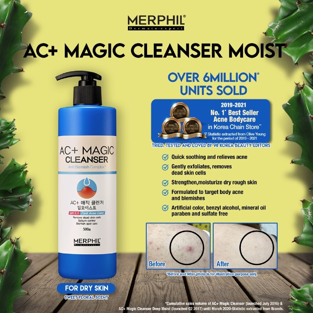 AC+ Magic Cleanser Deep Moist Acne Bodywash (Suitable For Dry & Sensitive Skin + Acne Relief) 500g