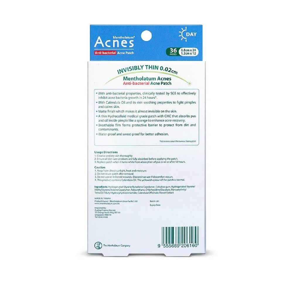 Anti-Bacterial Invisibly Thin Acne Patch with Calendula Extract Day  0.02cm (Soothe Redness) 36s