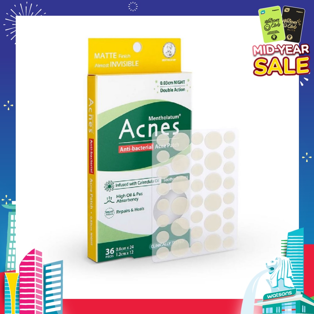 Anti-Bacterial Super Thin Acne Patch with Calendula Extract Night 0.03cm (Soothe Redness) 36s