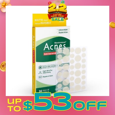 ACNES Anti-Bacterial Super Thin Acne Patch with Calendula Extract Night 0.03cm (Soothe Redness) 36s