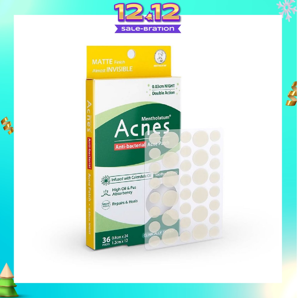 Anti-Bacterial Super Thin Acne Patch with Calendula Extract Night 0.03cm (Soothe Redness) 36s