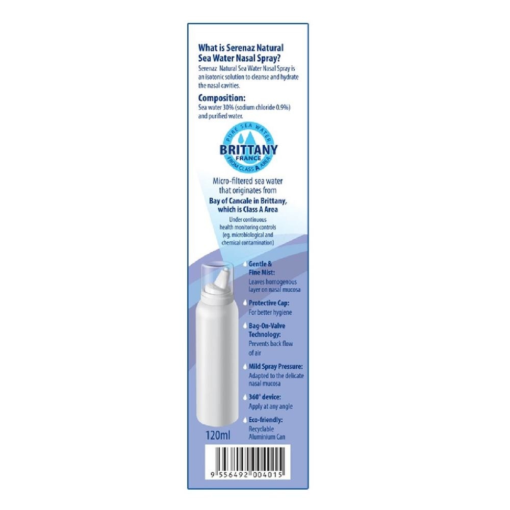 Natural Sea Water Nasal Spray (Suitable For Adults & Children Above 6yrs old) 120ml