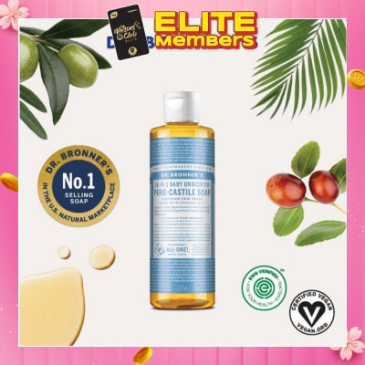 DR BRONNER'S Baby Unscented Pure Castile Liquid Soap 237ml