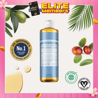 DR BRONNER'S Baby Unscented Pure Castile Liquid Soap 473ml