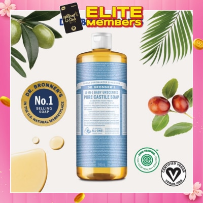 DR BRONNER'S Baby Unscented Pure Castile Liquid Soap 946ml