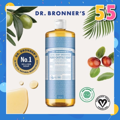 DR BRONNER'S Baby Unscented Pure Castile Liquid Soap 946ml