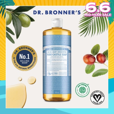 DR BRONNER'S Baby Unscented Pure Castile Liquid Soap 946ml
