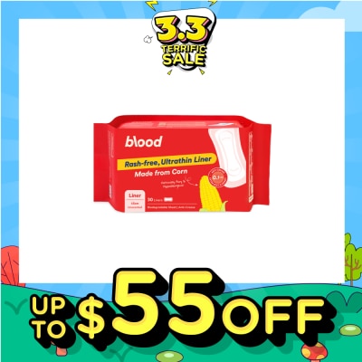 BLOOD Panty Liner Unscented Anti-Crease Extra Soft (100% Corn Topsheet + Suitable For Daily Wear) 30s (Expiry: Aug`2026)