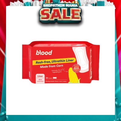 BLOOD - Panty Liner Unscented Anti-Crease Extra Soft (100% Corn Topsheet + Suitable For Daily Wear) 30s