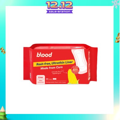 BLOOD Panty Liner Unscented Anti-Crease Extra Soft (100% Corn Topsheet + Suitable For Daily Wear) 30s (Expiry: Aug`2026)