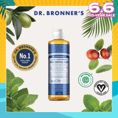 DR BRONNER'S Peppermint Pure Castile Liquid Soap 237ml