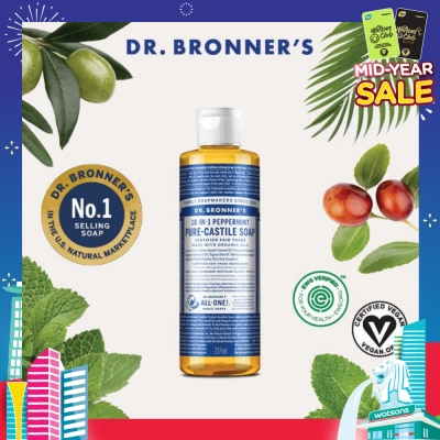 DR BRONNER'S Peppermint Pure Castile Liquid Soap 237ml
